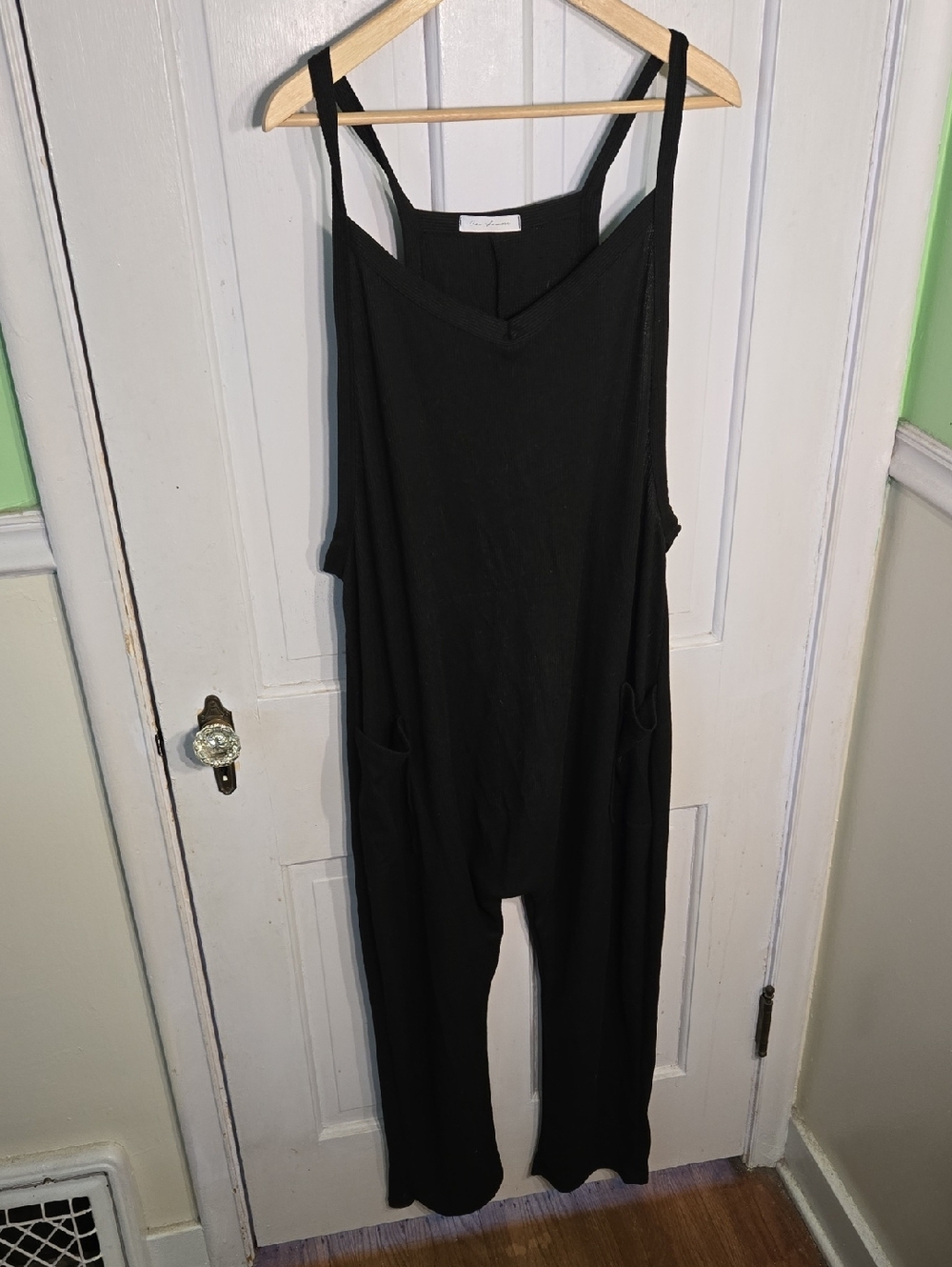 Ces Femme Black Sleeveless Easy Jumpsuit with Pockets Size XL